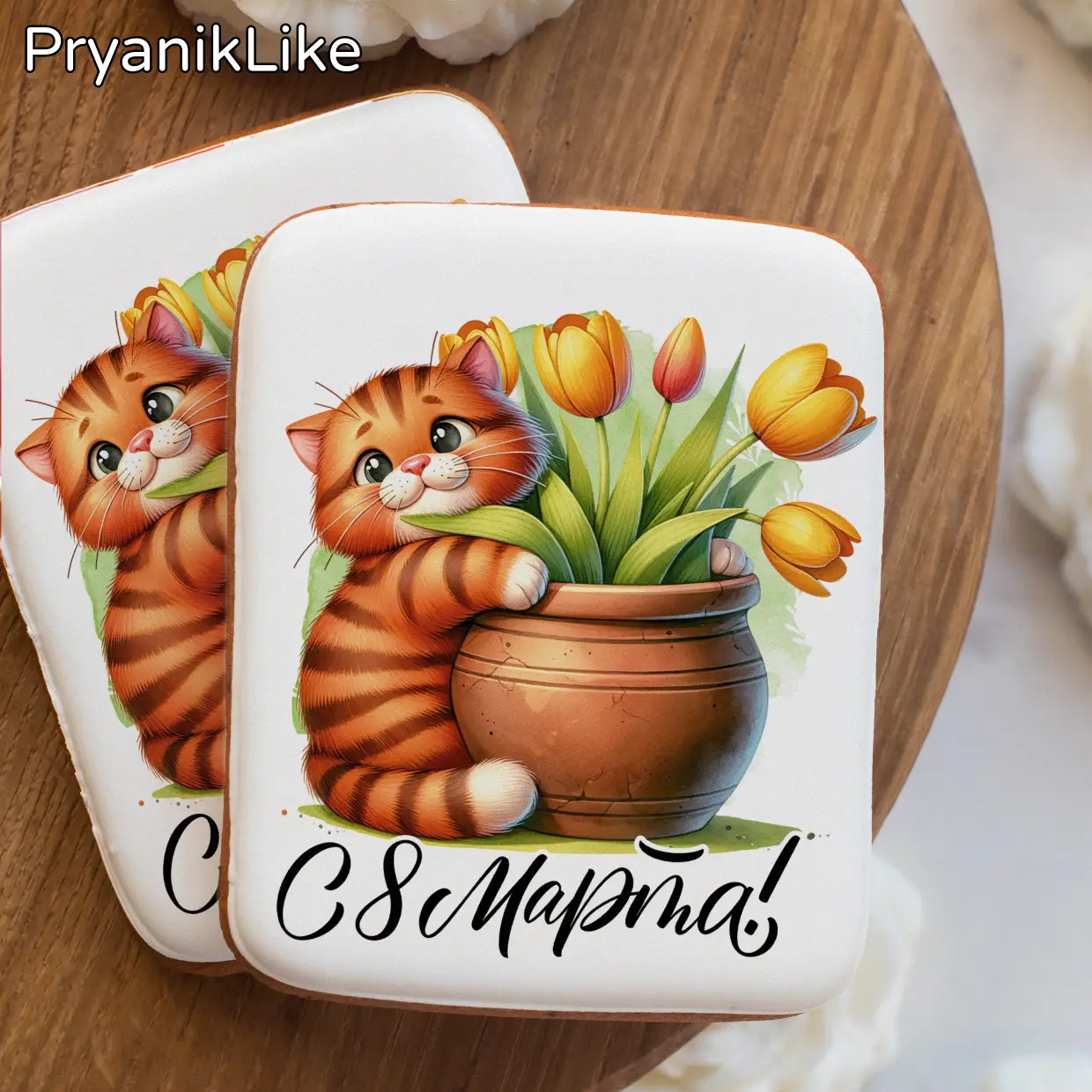 NEW Пряник прямоугольный с котиками (8-10 см.)